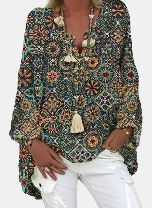 Women's Tops New Printed V Neck Shirt Shirt Women