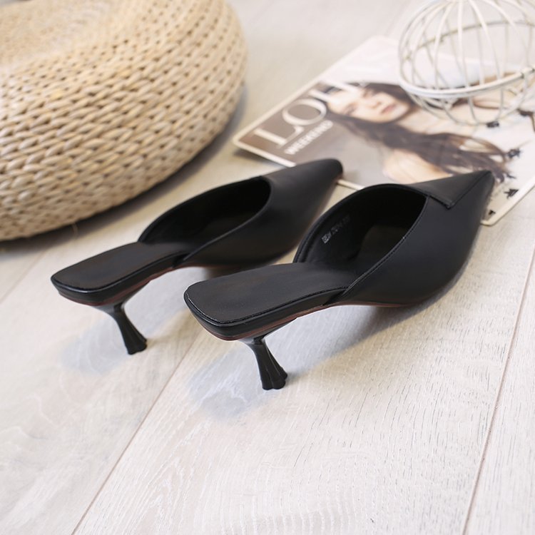 Women's Shoes Summer Pointed Toe Baotou Half Drag Women's Stiletto High Heel Set Foot Fashion Sandals And Slippers Women