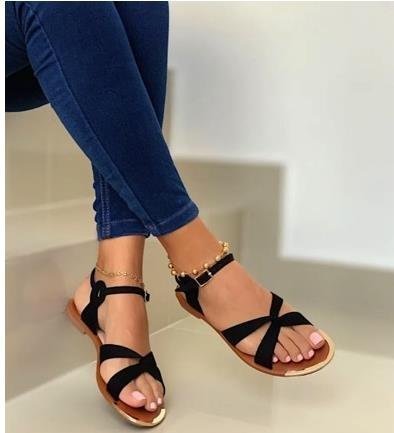 Cross Buckle Bag Flat Sandals Women Casual Beach Shoes