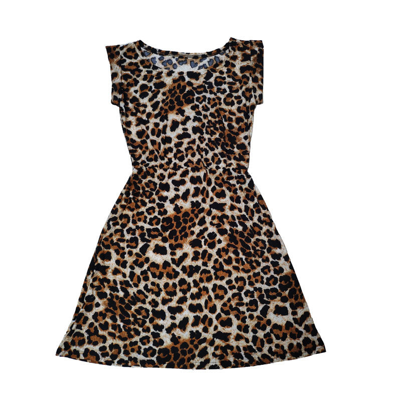 Casual Short Sleeve Round Neck Leopard Print Dress