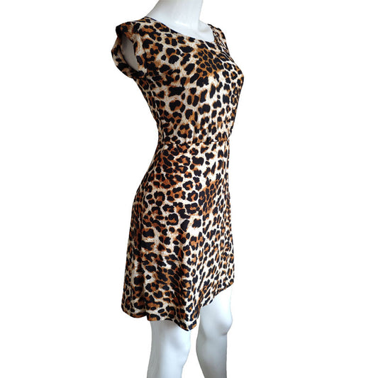 Casual Short Sleeve Round Neck Leopard Print Dress