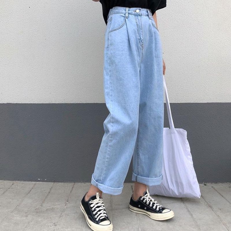 Women's New Straight Leg Pants Loose Retro Casual Jeans Women