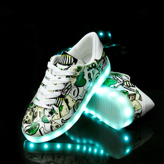 Men and women light shoes couple fluorescent shoes