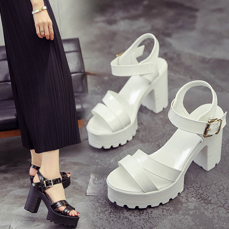 Roman Style Waterproof Platform High Heel Women Shoes