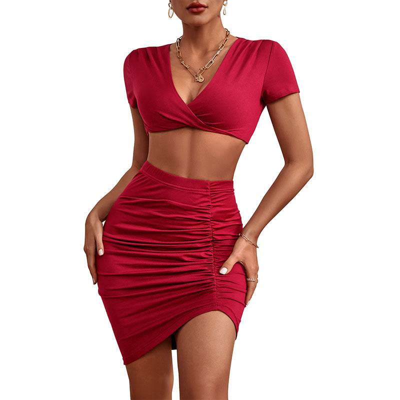 Trade Temperament Sexy Women Clothing Red Body-hugging Suit Skirt