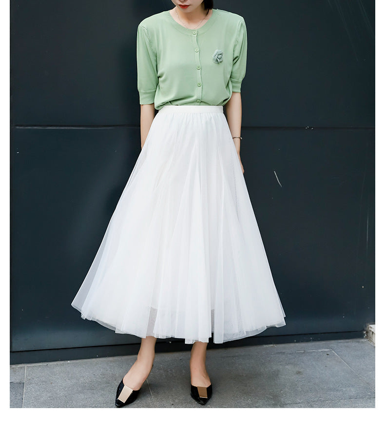 Fashion Wide Hem Gauzy Skirt For Women