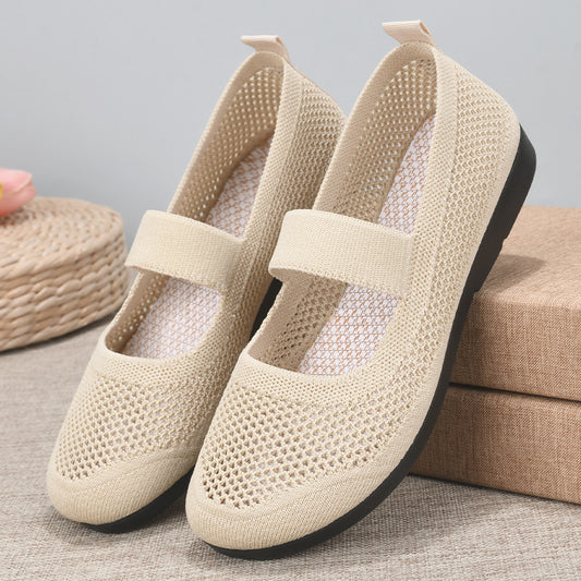 Casual Shoes For Women Flying Woven Women's Shoes Breathable Women Hollow Out Soft Bottom Mom Shoes