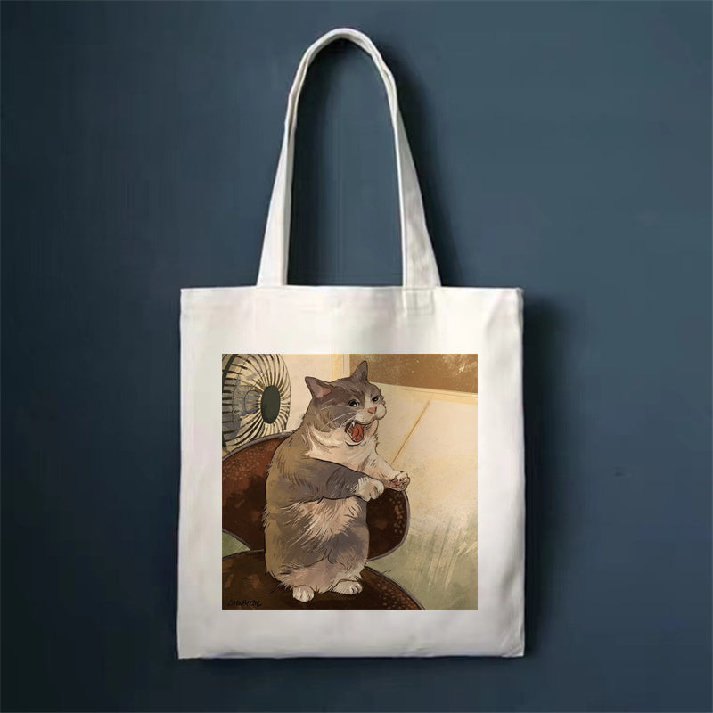 Download main imagesDownload variant imagesDownload description imagesCute Cat Shopping Bag Shopper Bags Tote Canvas Bag Harajuku Reusable Large Capacity Kawaii Women Casual Shoulder Bag Handbag