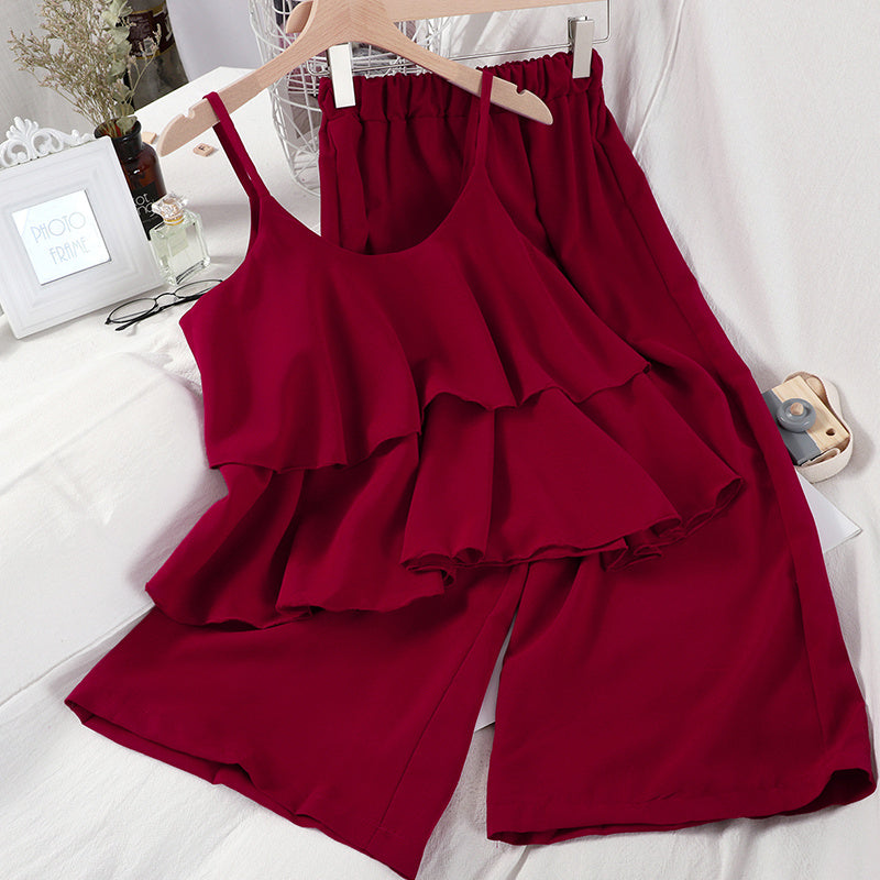 Nine-point Pants Wide-leg Pants Two-piece Women