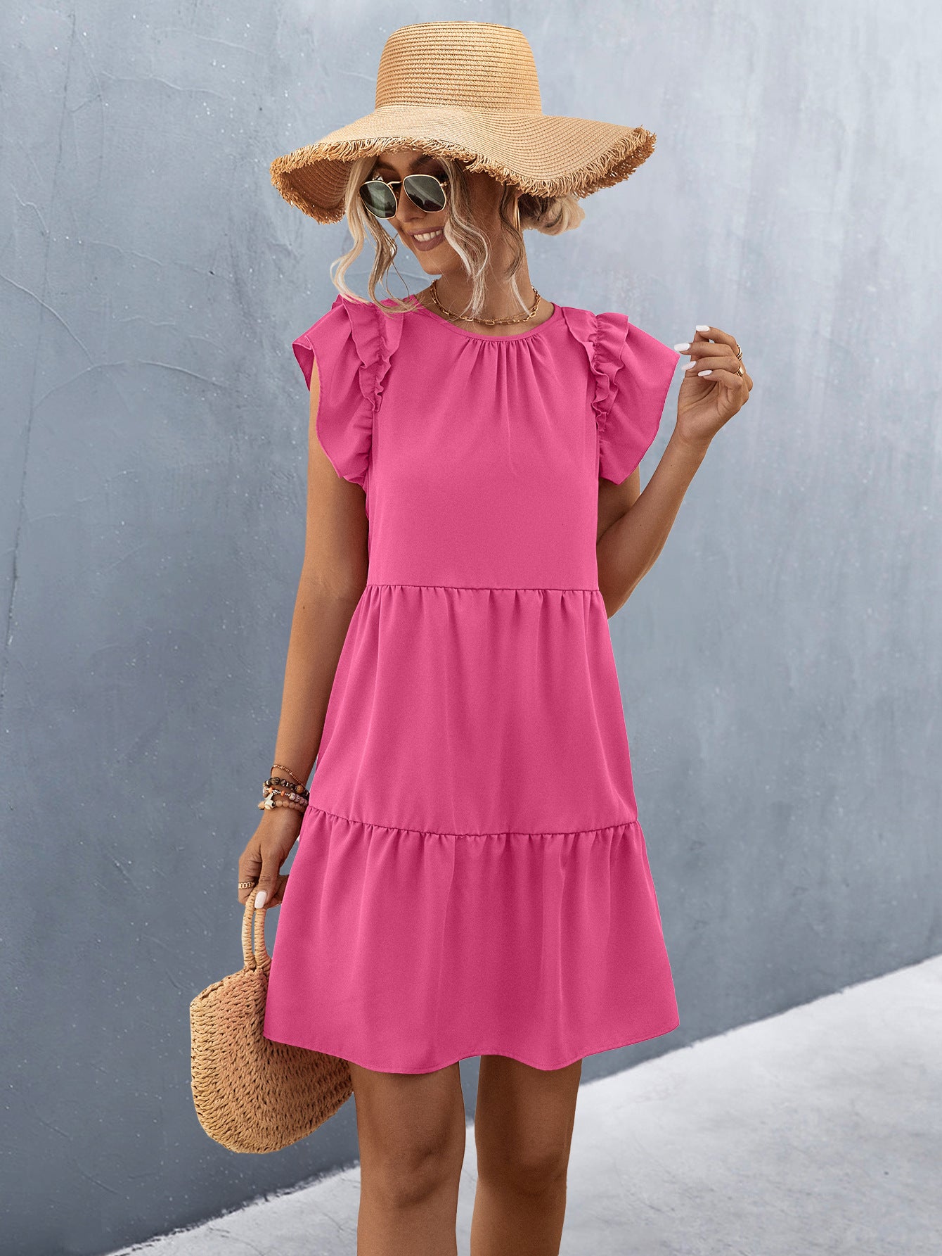 European And American Women's Clothing Solid Color Dress Women