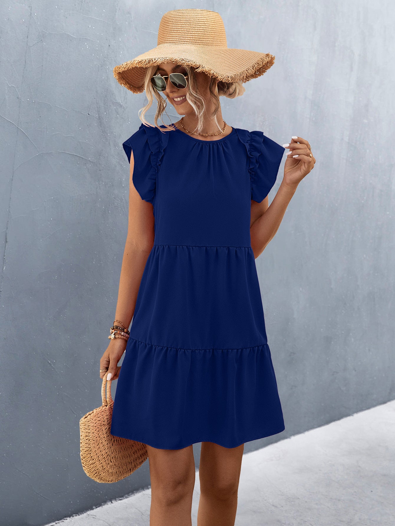 European And American Women's Clothing Solid Color Dress Women