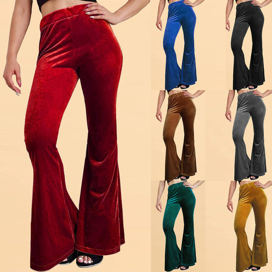 Velvet Bell-bottom Pants Casual Women