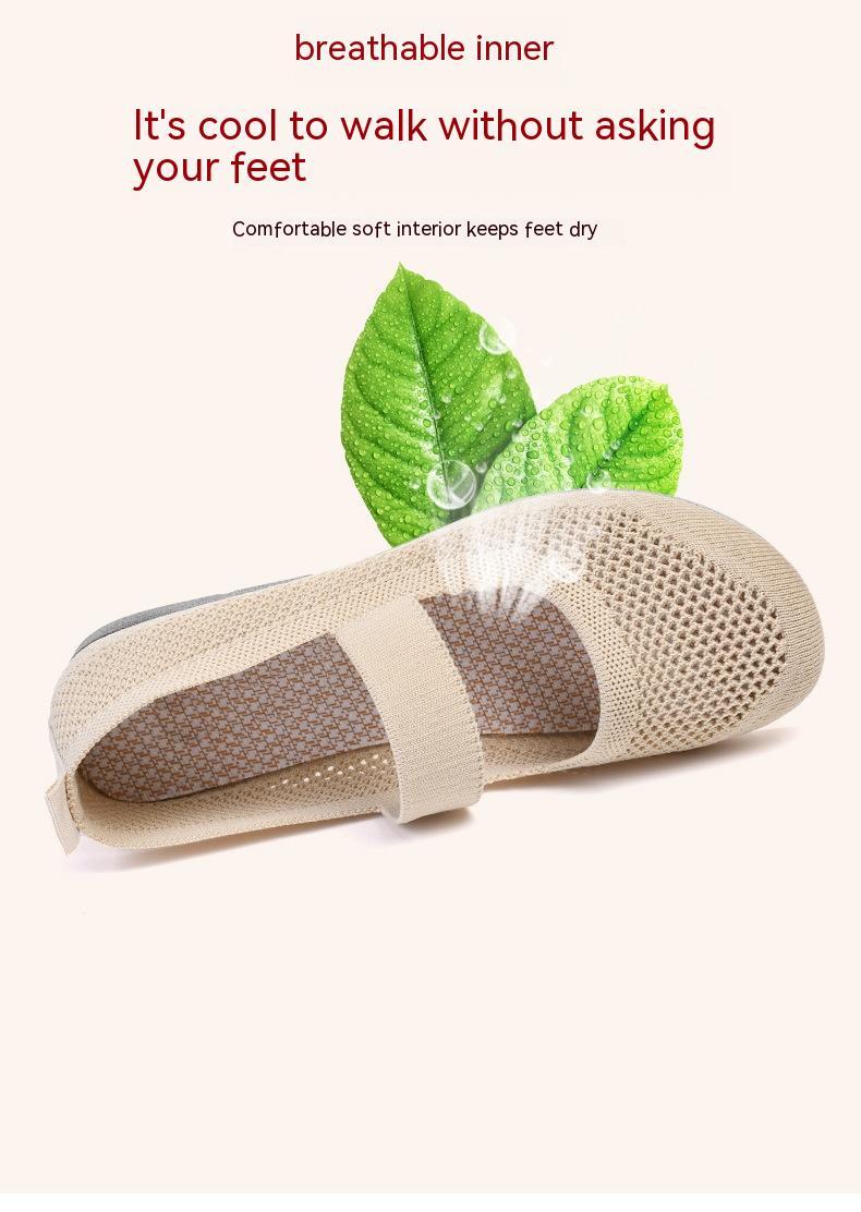 Casual Shoes For Women Flying Woven Women's Shoes Breathable Women Hollow Out Soft Bottom Mom Shoes