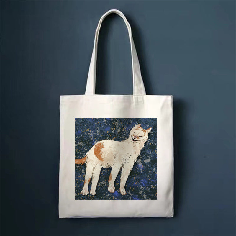 Download main imagesDownload variant imagesDownload description imagesCute Cat Shopping Bag Shopper Bags Tote Canvas Bag Harajuku Reusable Large Capacity Kawaii Women Casual Shoulder Bag Handbag