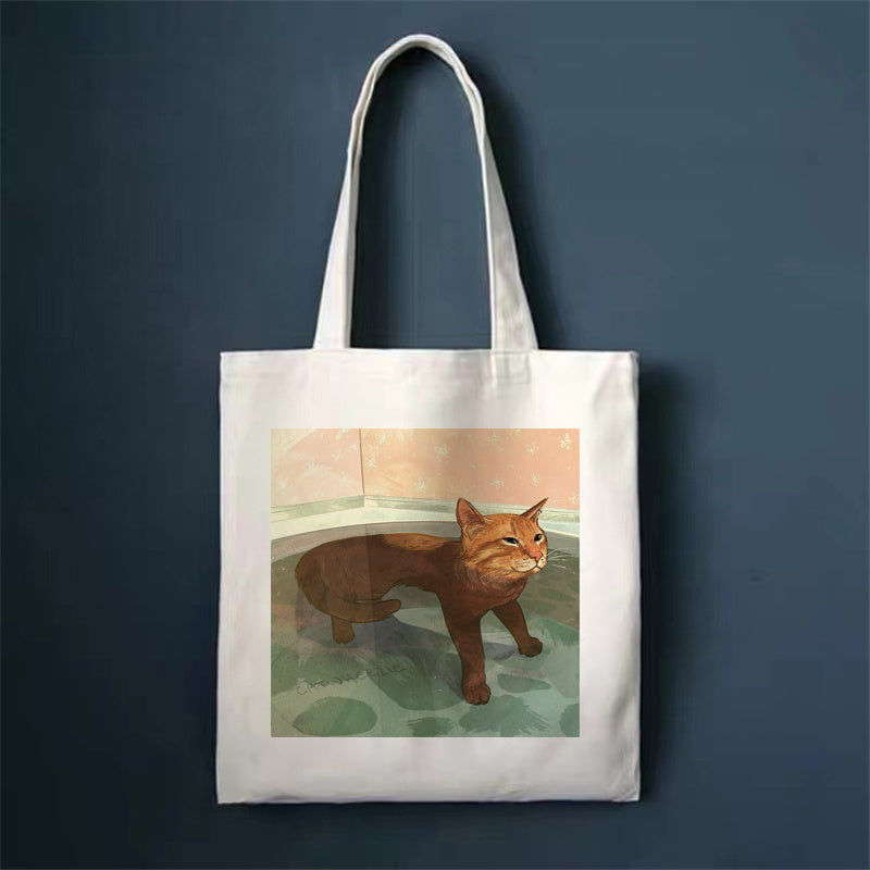 Download main imagesDownload variant imagesDownload description imagesCute Cat Shopping Bag Shopper Bags Tote Canvas Bag Harajuku Reusable Large Capacity Kawaii Women Casual Shoulder Bag Handbag